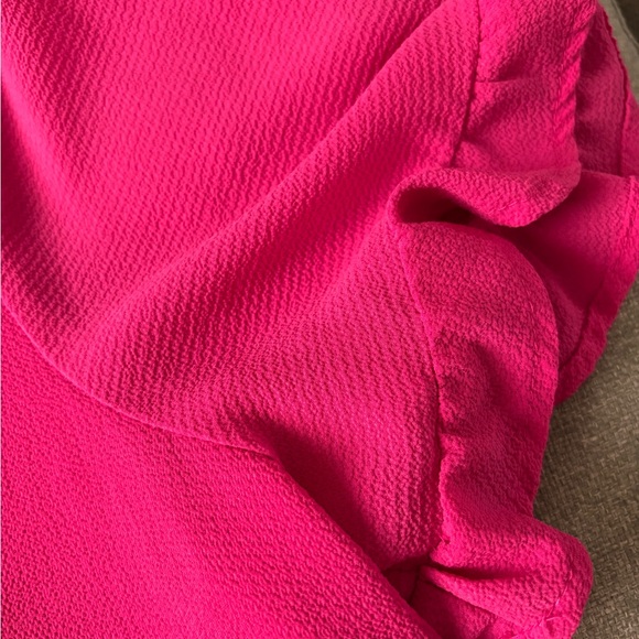 Pink Cece V-Neck Button-Down Ruffle Top - Picture 3 of 6